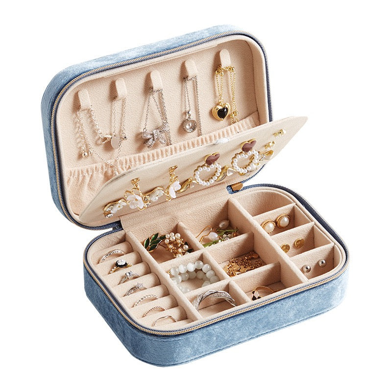 Velvet Jewelry Box, Portable Travel Jewelry Storage Box, Earring Ring Necklace Jewelry Box