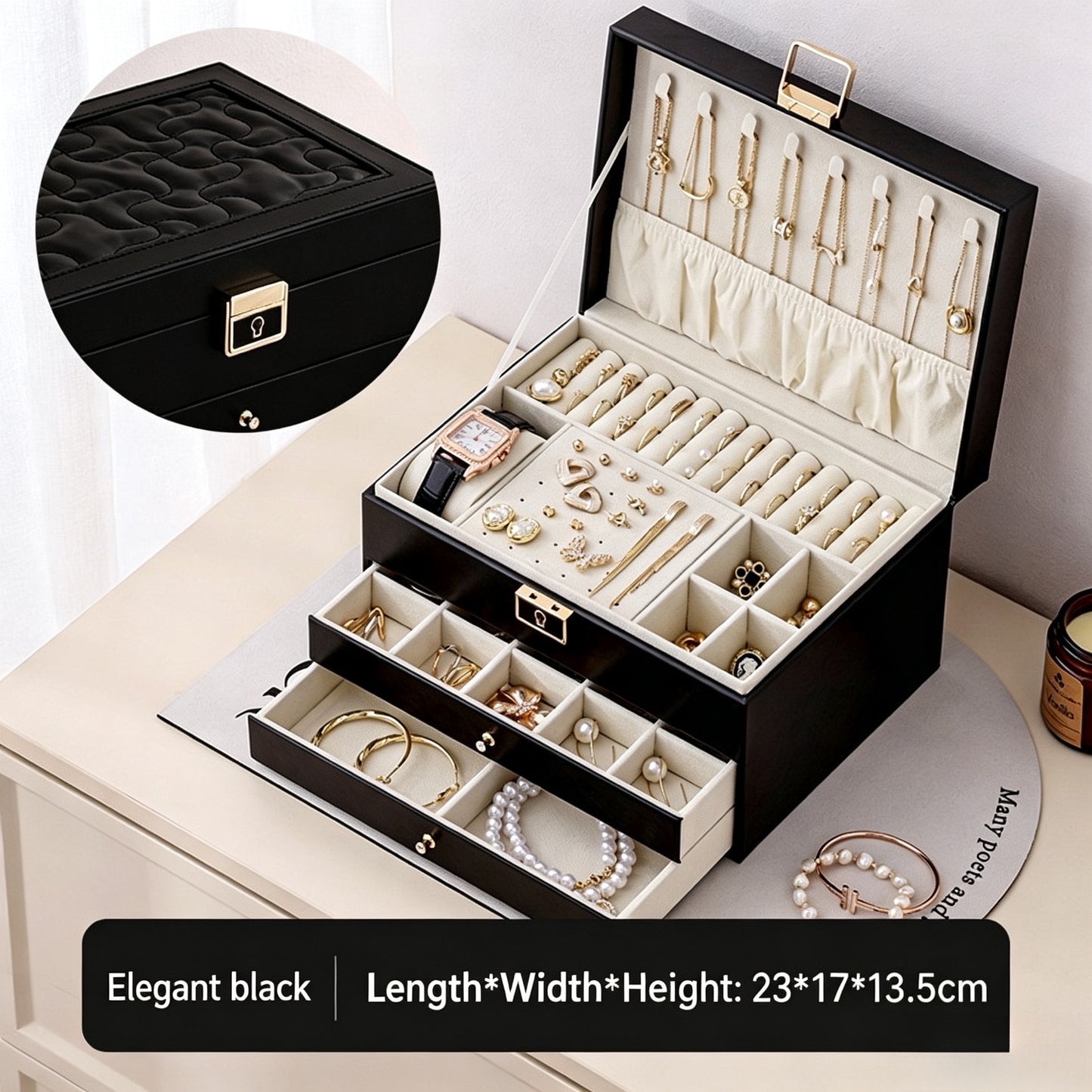 Large-capacity jewelry storage box, multi-functional drawer-style multi-layer jewelry box, necklace, ring, earring, and other jewelry storage box