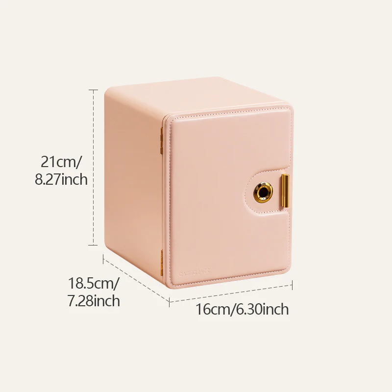 Home jewelry box with fingerprint lock, suitable for storing ID cards, necklaces, rings, and other jewelry.