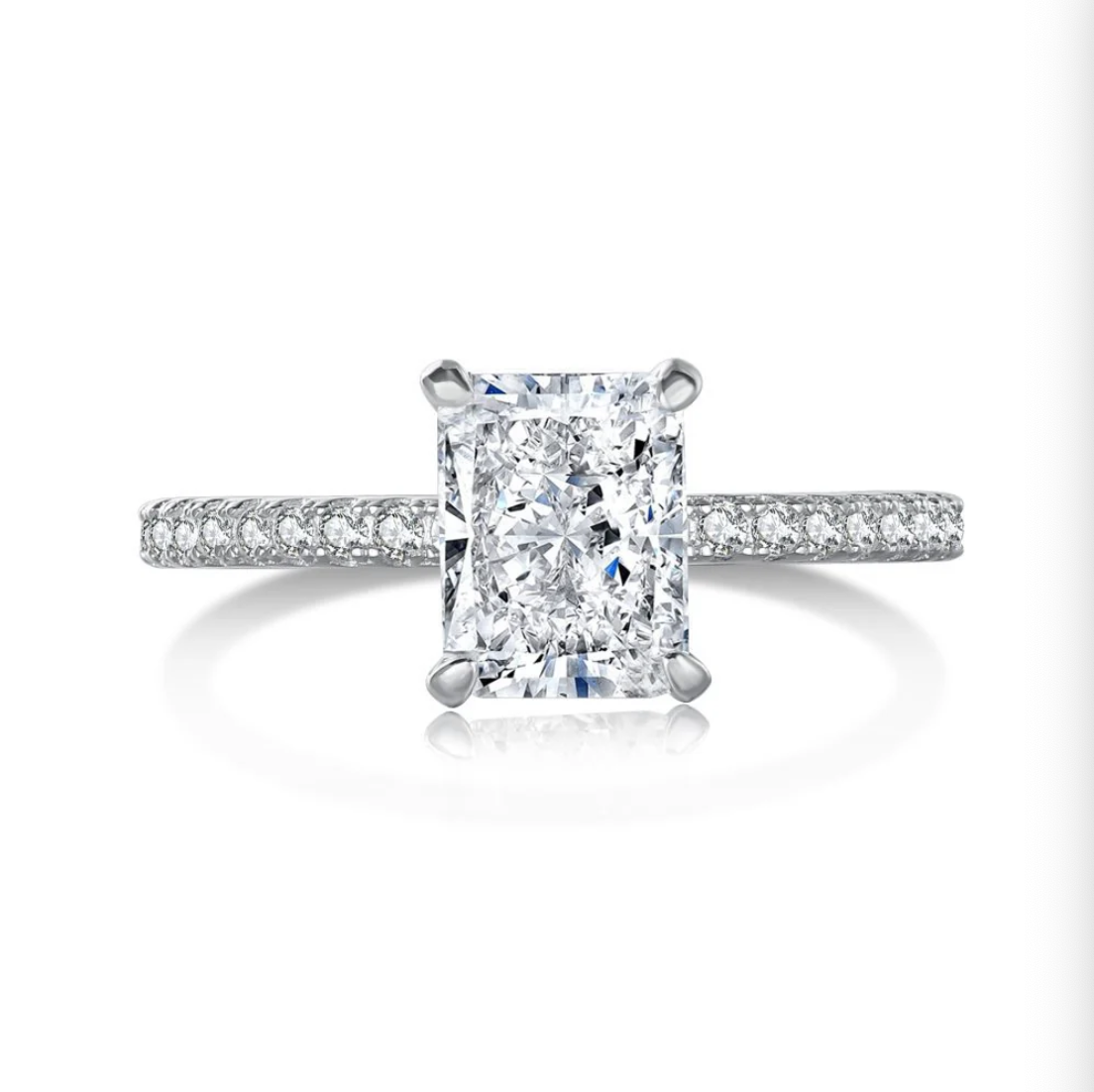 S925 sterling silver light luxury wedding rectangular high carbon diamond ring