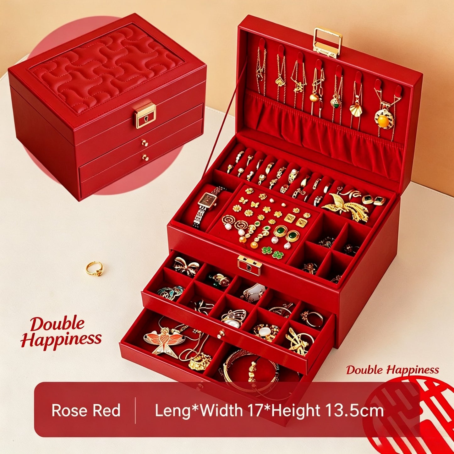 Large-capacity jewelry storage box, multi-functional drawer-style multi-layer jewelry box, necklace, ring, earring, and other jewelry storage box