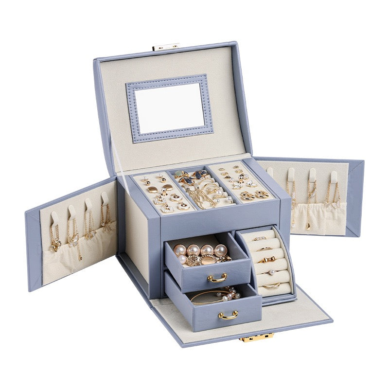 Jewelry box storage box, multi-layered jewelry storage box, mirror necklace ring jewelry box