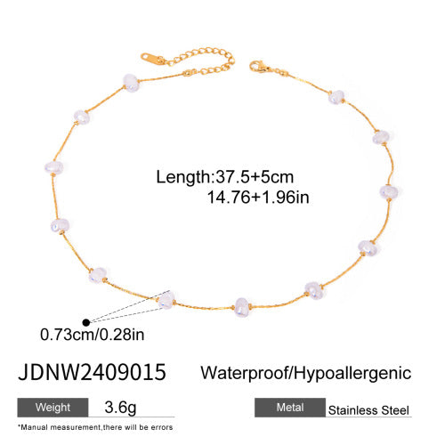 Stainless steel oil drop pearl love necklace