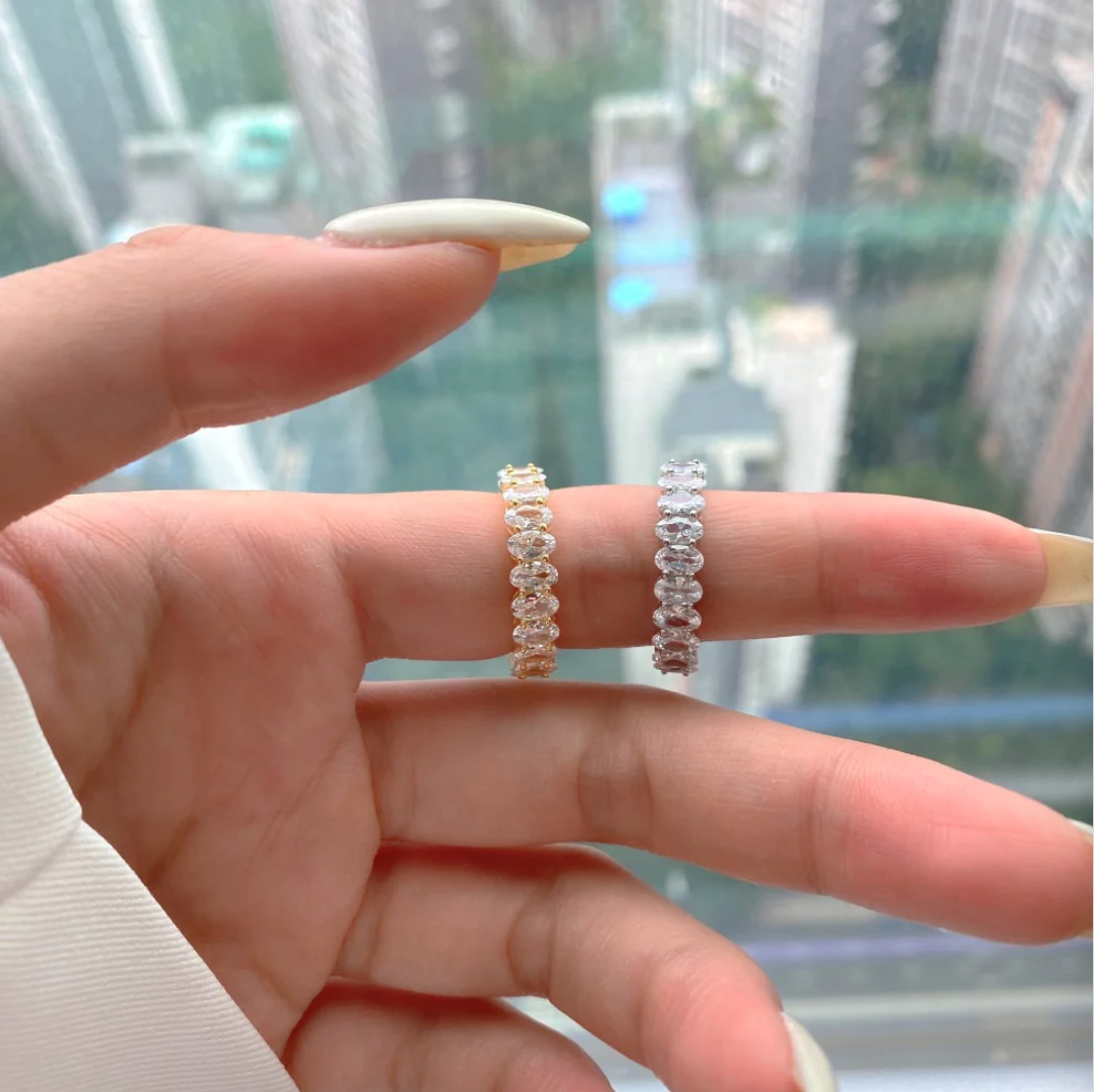 S925 Sterling Silver Oval Diamond High Quality Ring
