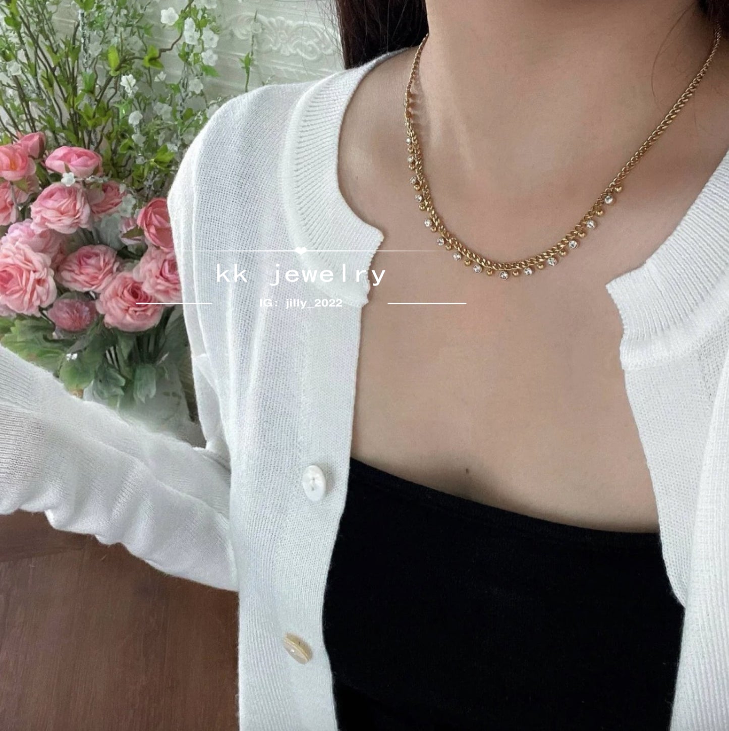 Fried Chicken Exquisite~ Small Golden Ball Tassel Necklace