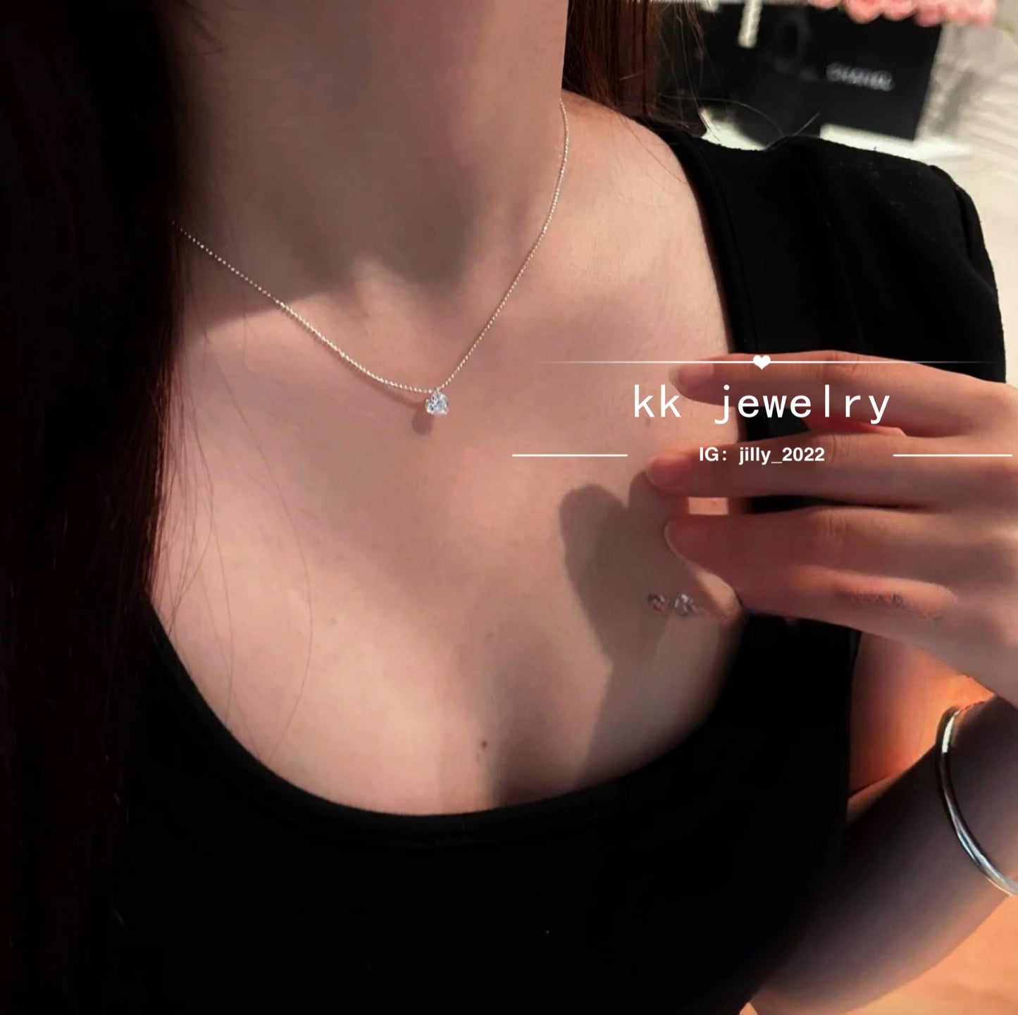 S925 Sterling Silver Love Shaped Zircon Necklace