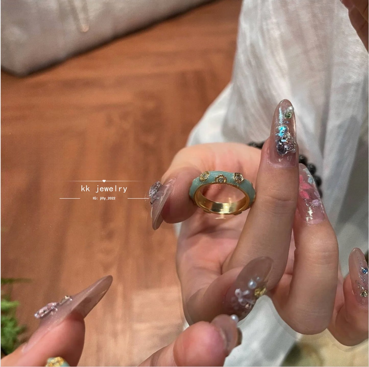 Golden enamel ring