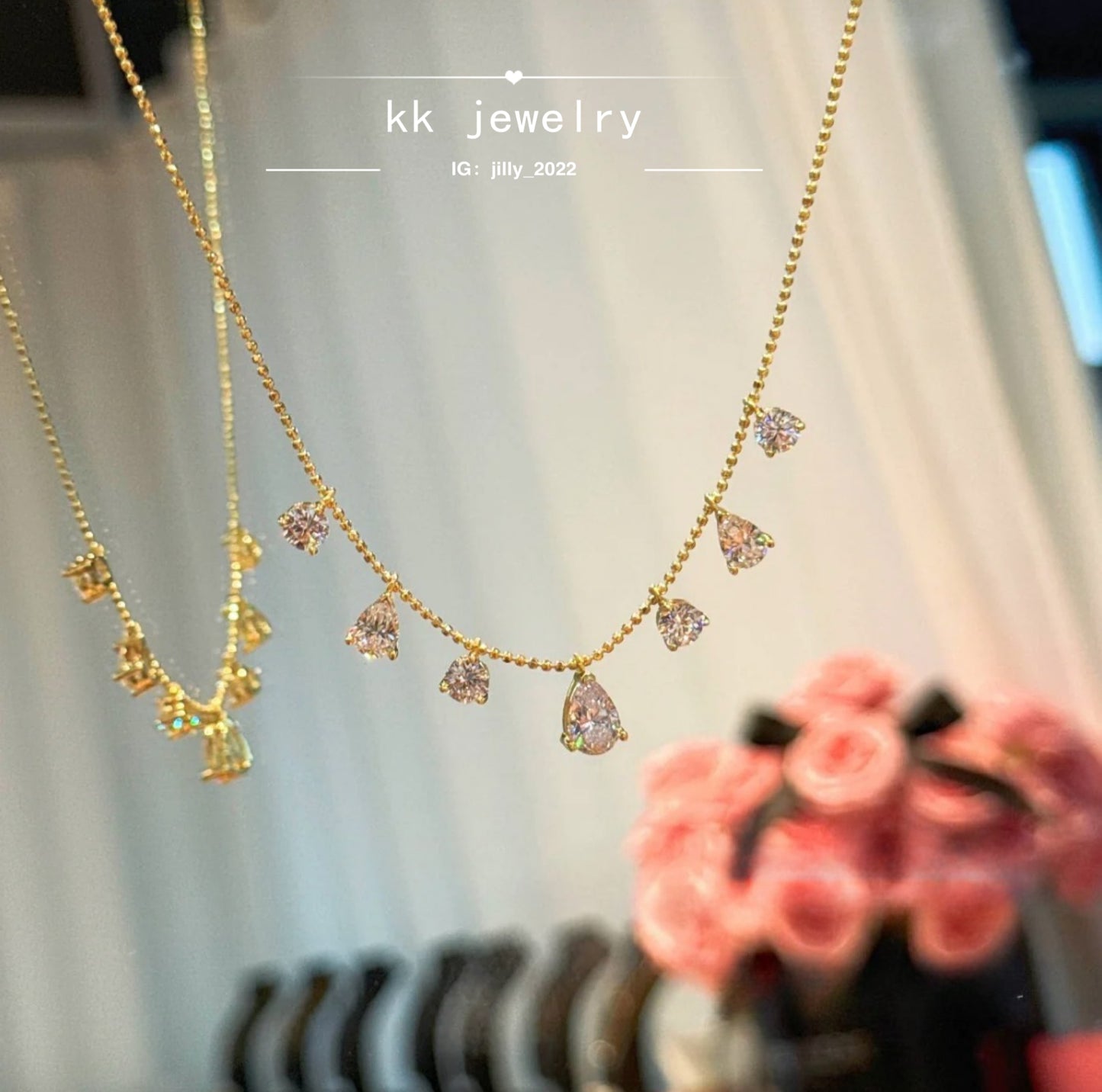 S925 silver-plated 6 * 9 pear-shaped water drop fringe necklace