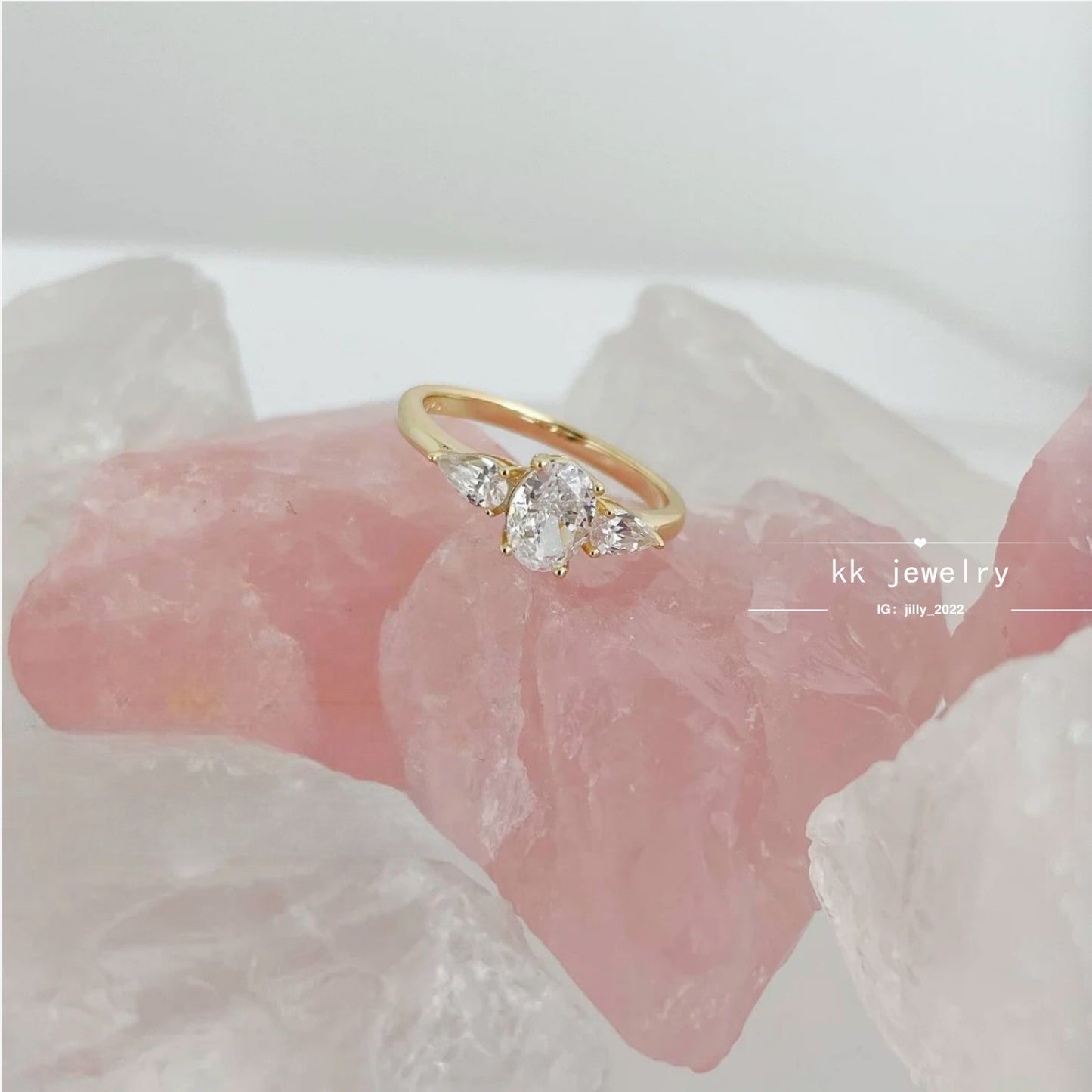 Small sparkling~ S925 sterling silver three main stone bright ring