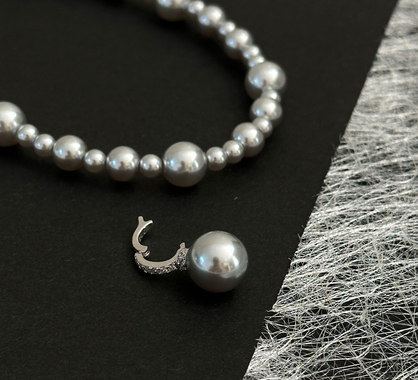 925 silver gradient imitation pearl necklace
