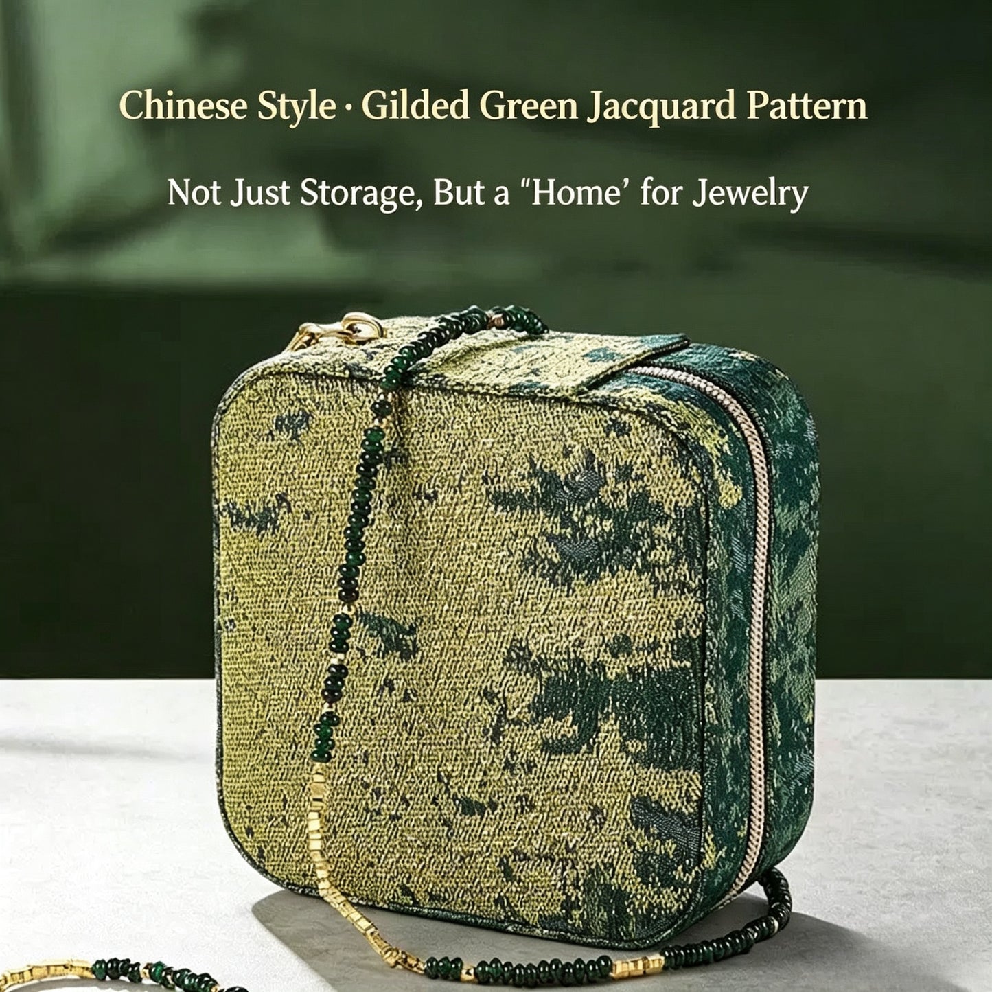 Chinese-style portable jewelry box, elegant retro embroidered jewelry storage box for earrings, necklaces, bracelets, and other ornaments