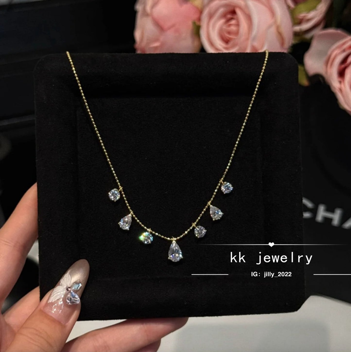 S925 silver-plated 6 * 9 pear-shaped water drop fringe necklace