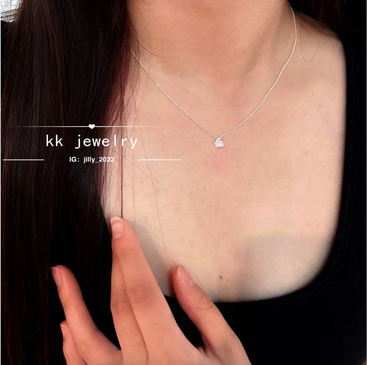 S925 Sterling Silver Love Shaped Zircon Necklace