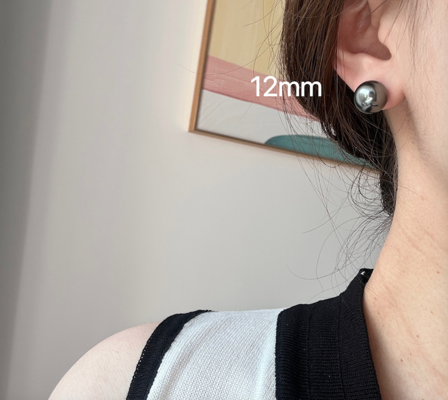 Artificial Tahitian Black Pearl Stud Earrings 925 Silver Needle