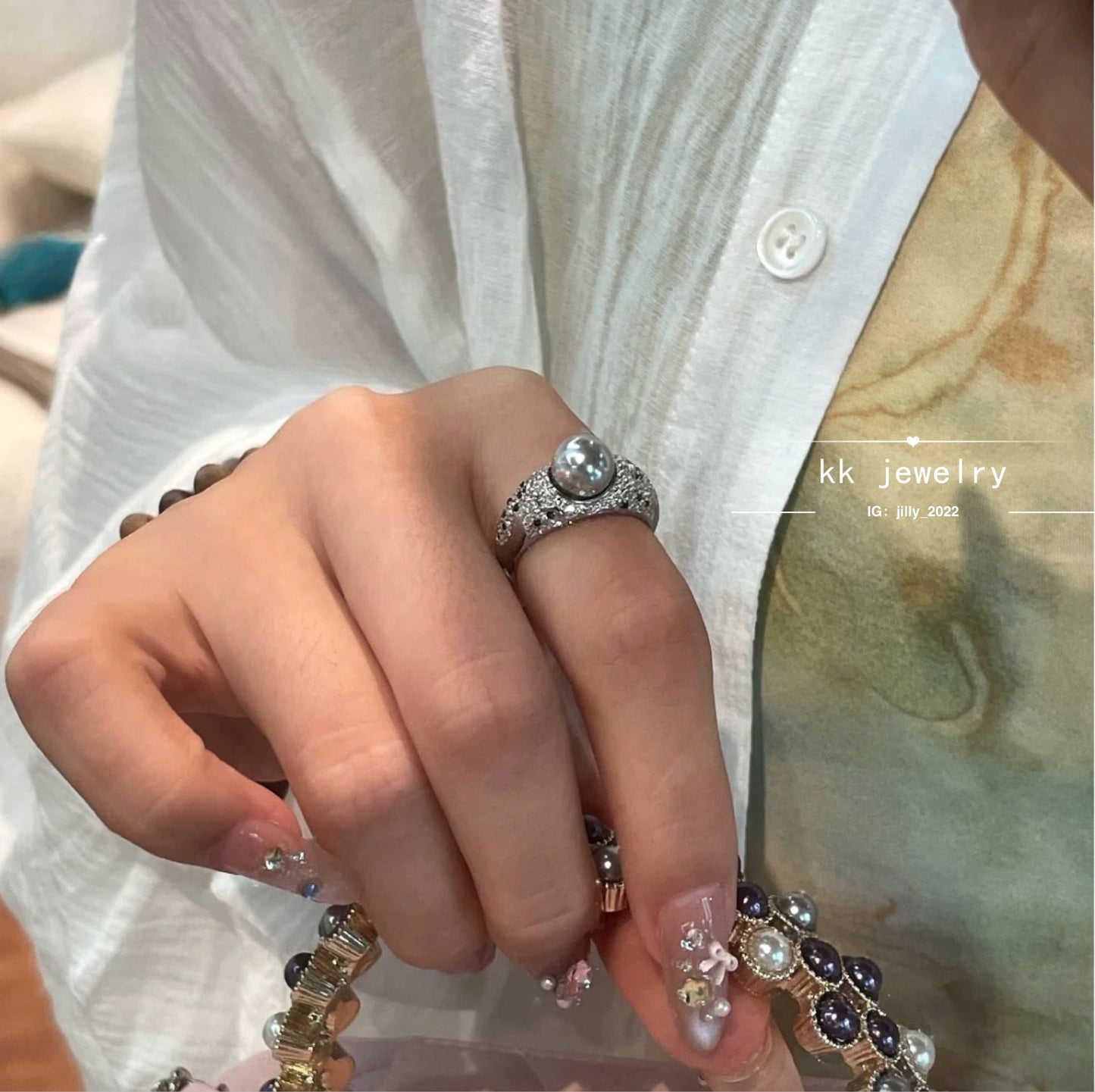 Extravagant~ 8mm pearl with luxury setting ring