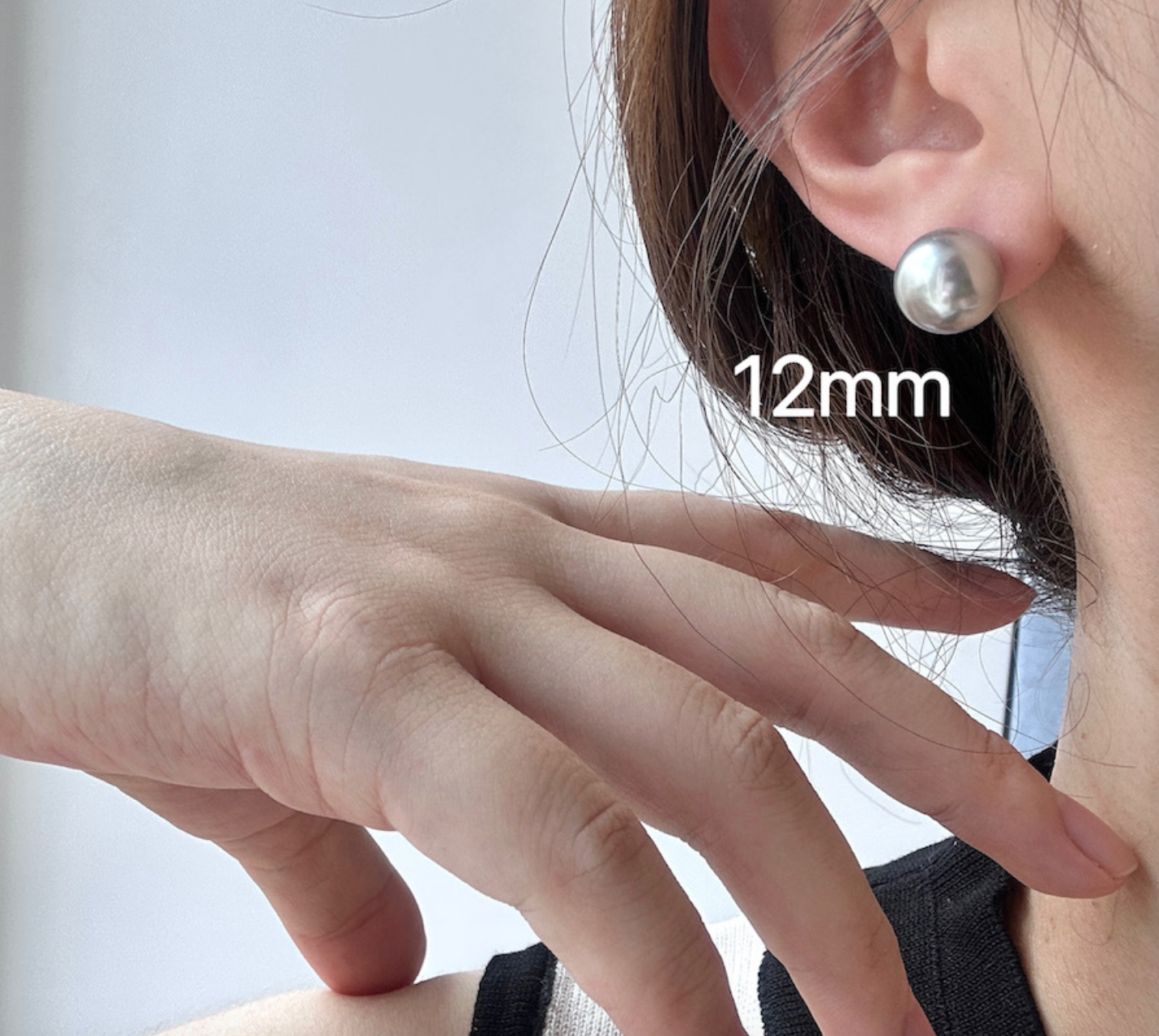 Artificial Tahitian Black Pearl Stud Earrings 925 Silver Needle