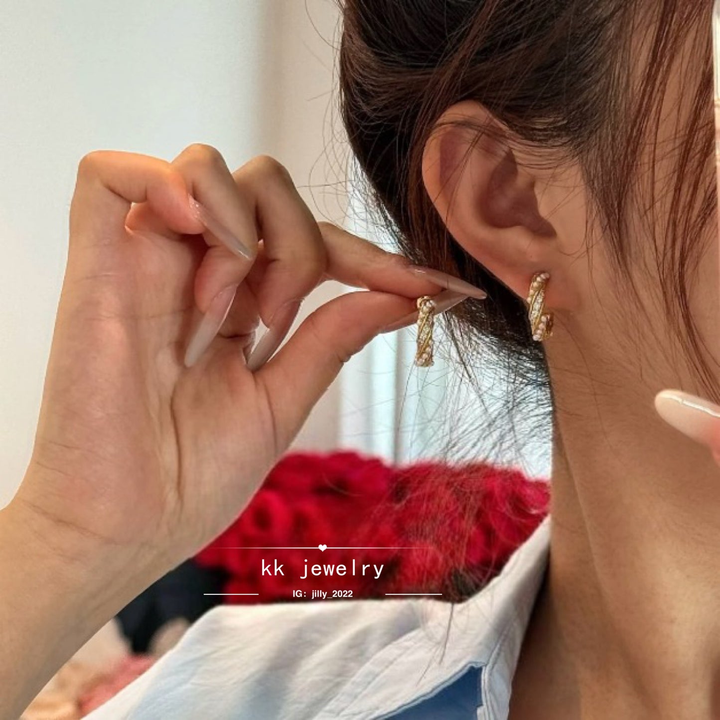 Twist Wrapped Pearl Fine Diamond Stud Earrings