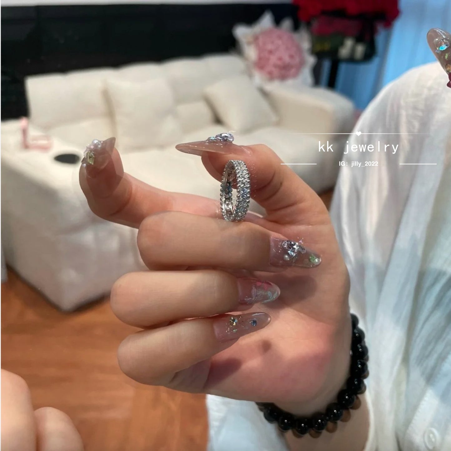 S925 Silver Gypsy Single Row Diamond Ring