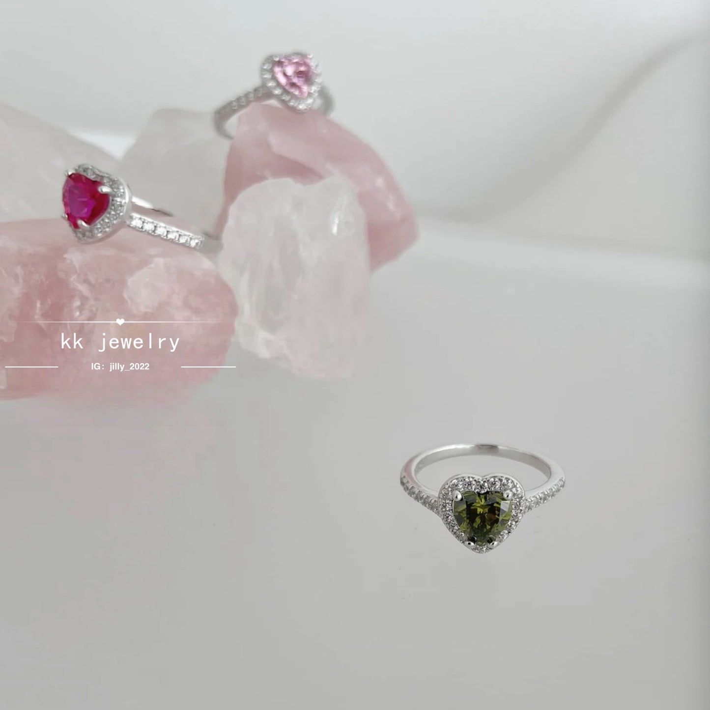 S925 Sterling Silver Colored Diamond Love Ring