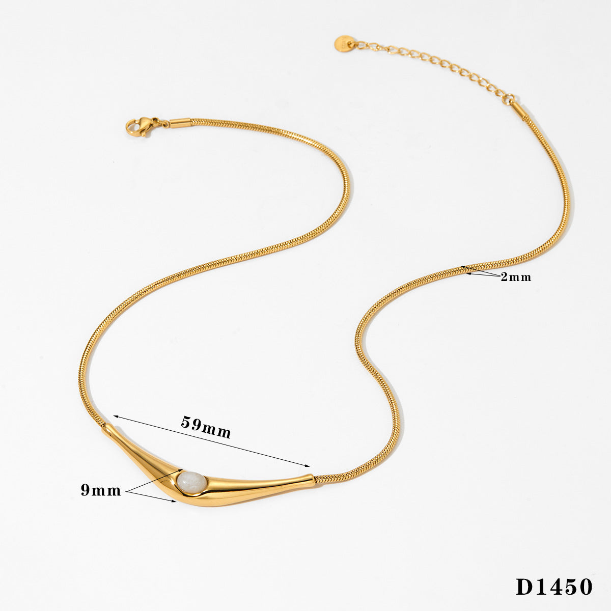 Stainless steel triangular colored natural stone necklace