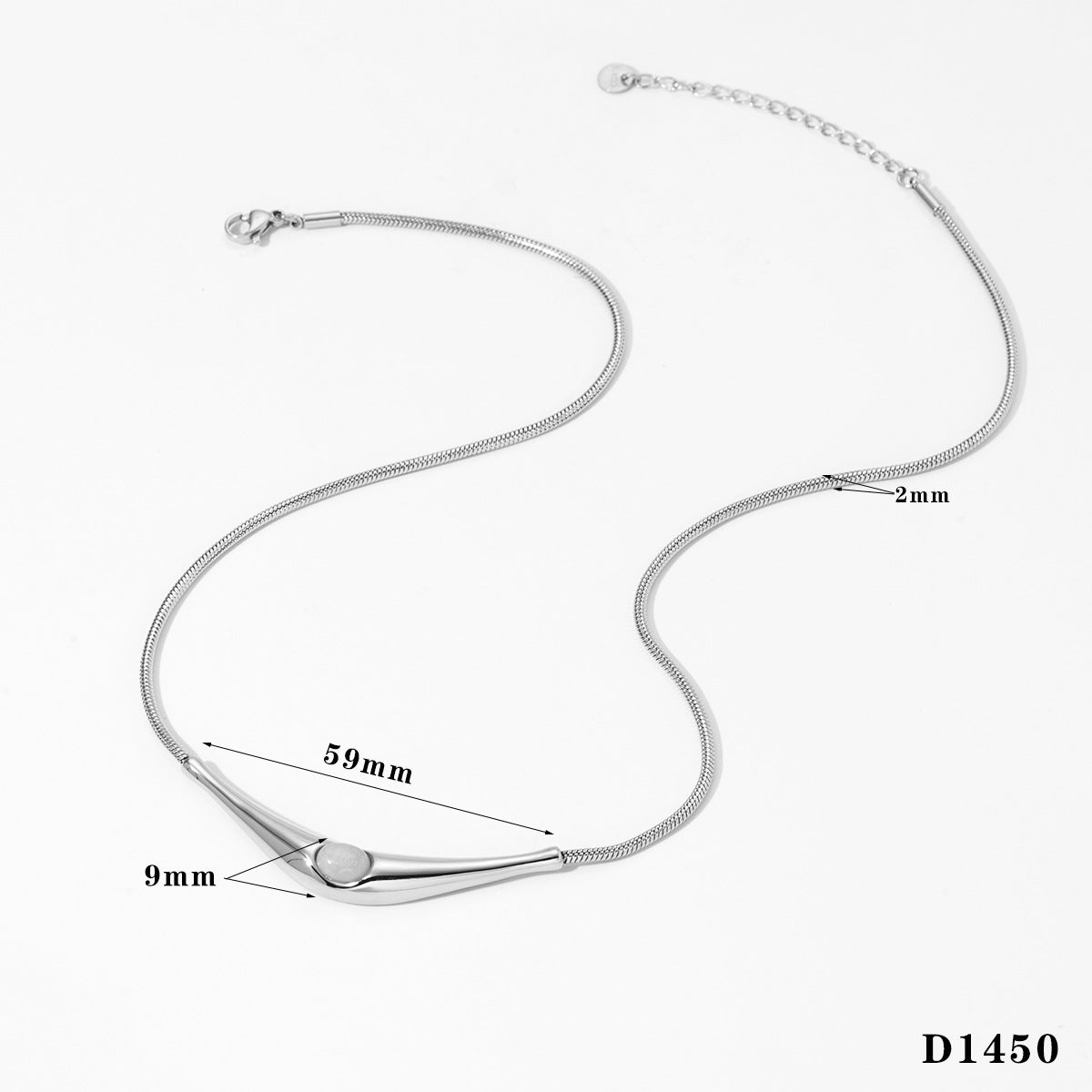 Stainless steel triangular colored natural stone necklace