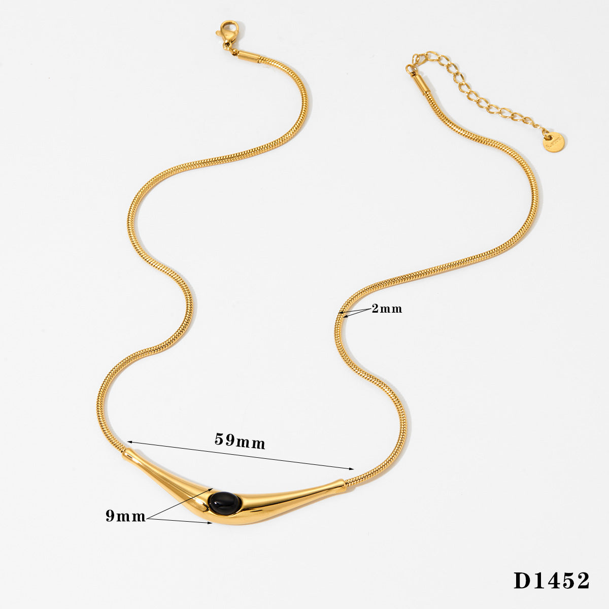 Stainless steel triangular colored natural stone necklace