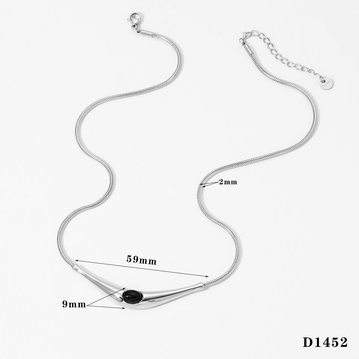 Stainless steel triangular colored natural stone necklace