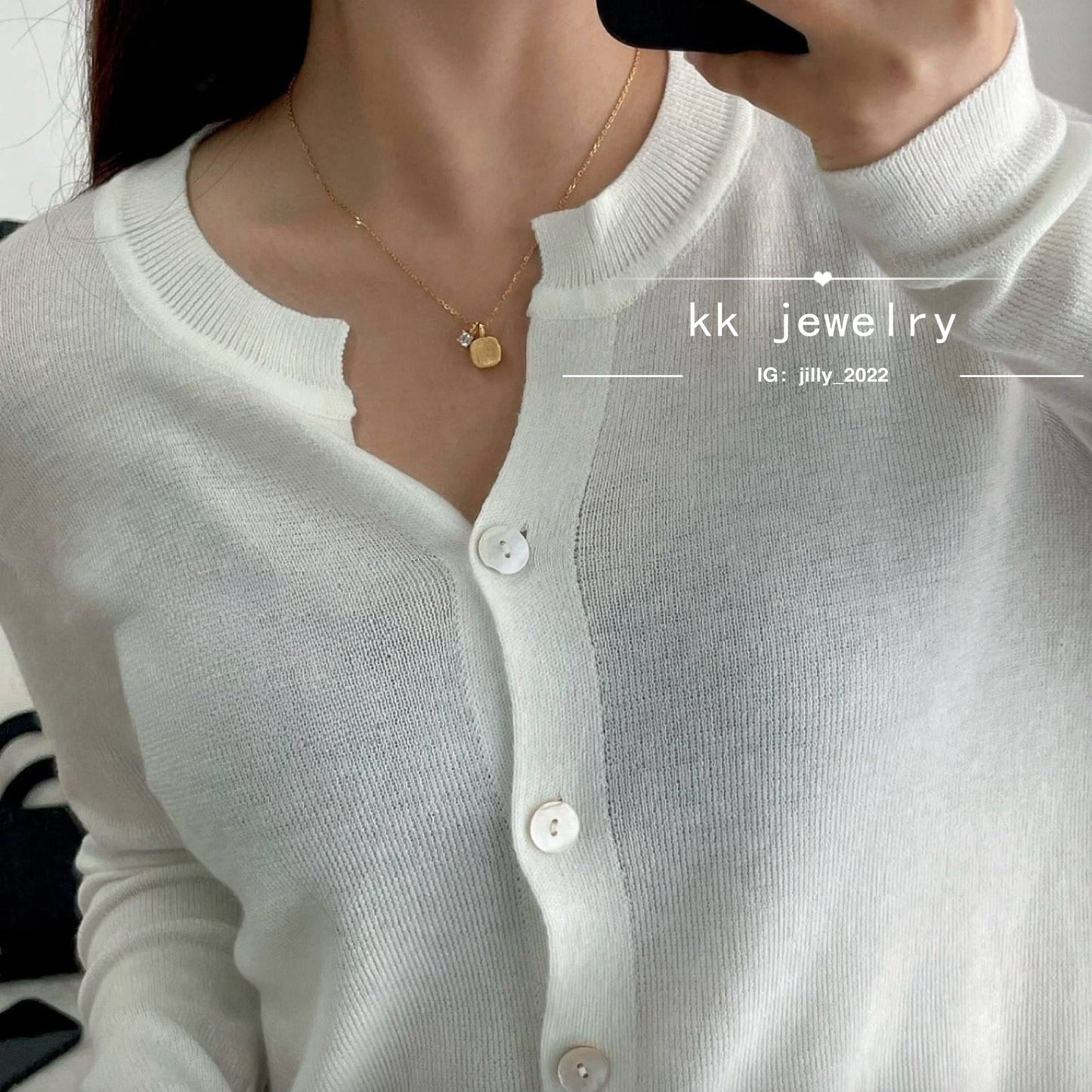 S925 sterling silver brushed small sugar cube necklace