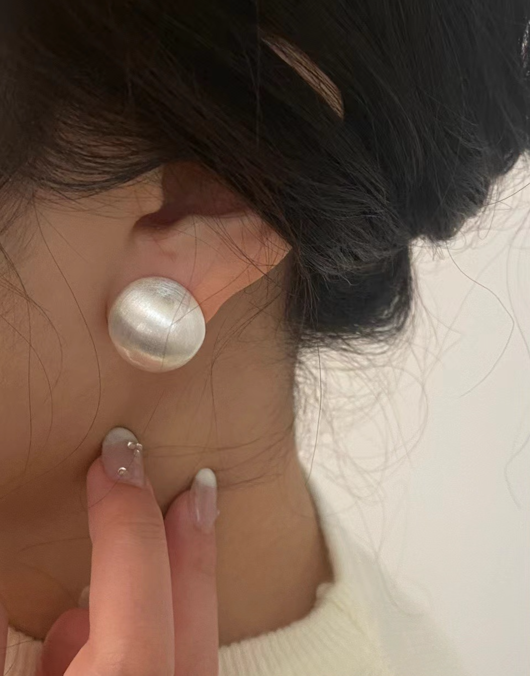 925 silver all-over sterling silver brushed ball earrings