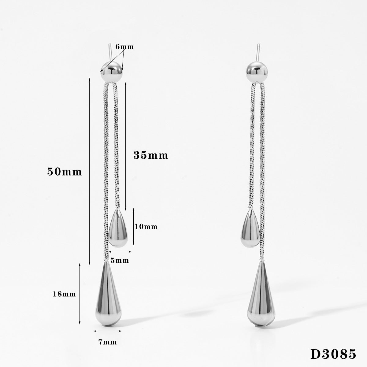 Long pullable water drop pendant necklace earrings set