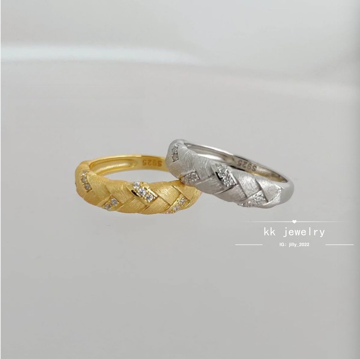S925 Silver Wheat Ear Braided Brushed Ring