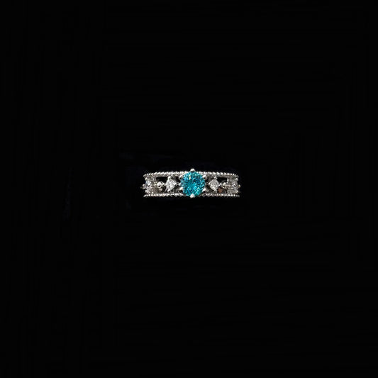 925 silver one carat blue diamond fireworks cut ring