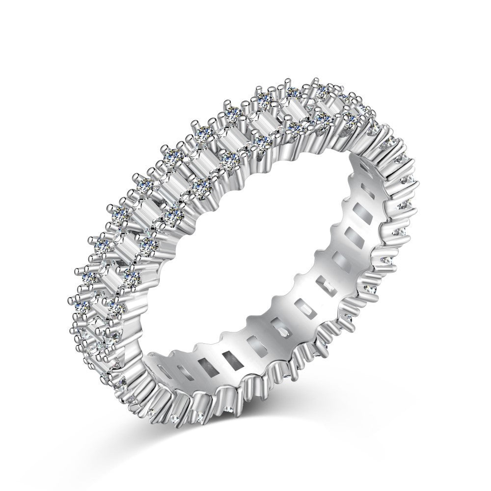 S925 Sterling Silver Diamond Wedding Ring