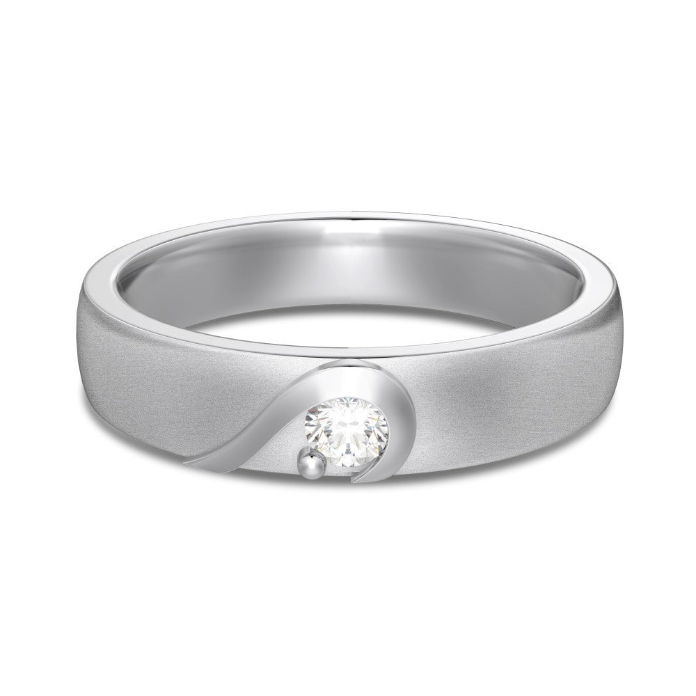 S925 Sterling Silver Plain Silver Male and Female Couple Ring-2