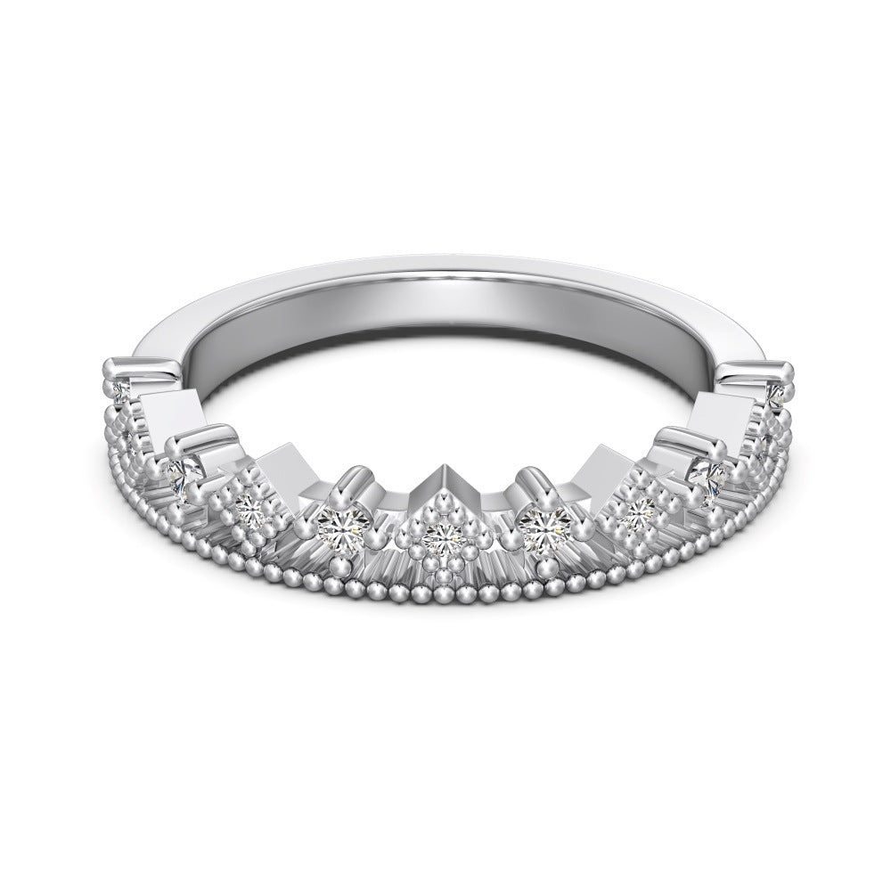S925 Sterling Silver Plain Silver Male and Female Couple Ring-1