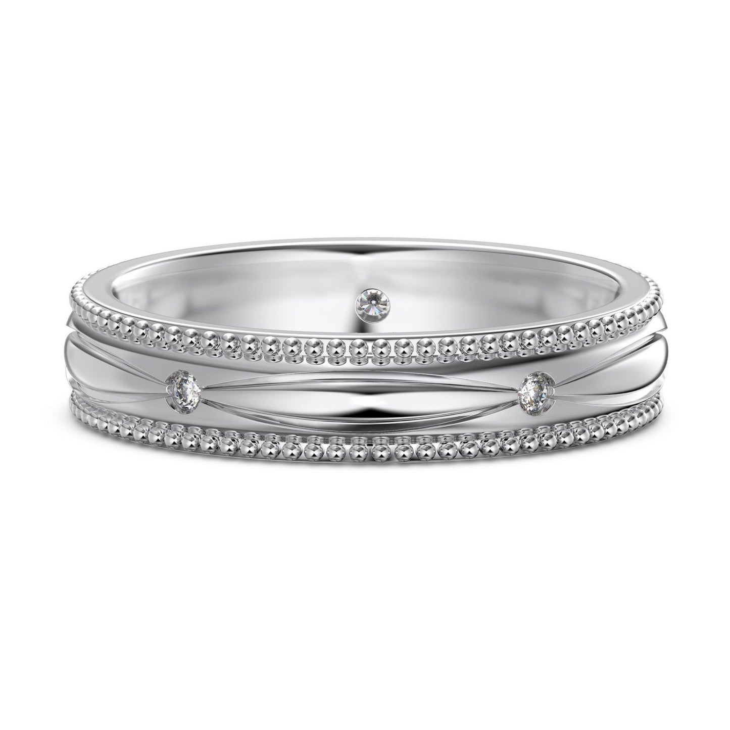 S925 Sterling Silver Plain Silver Male and Female Couple Ring-1