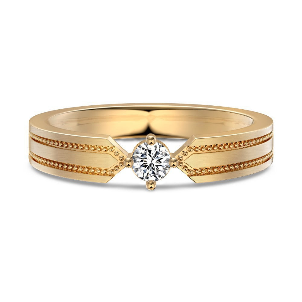S925 Sterling Silver Plain Silver Male and Female Couple Ring-1