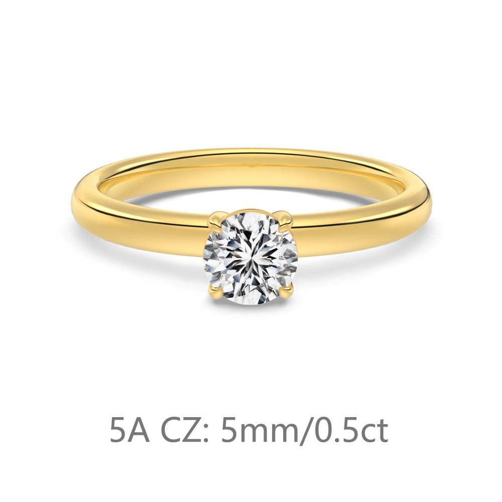 S925 Sterling Silver Single Main Diamond Proposal Wedding Ring