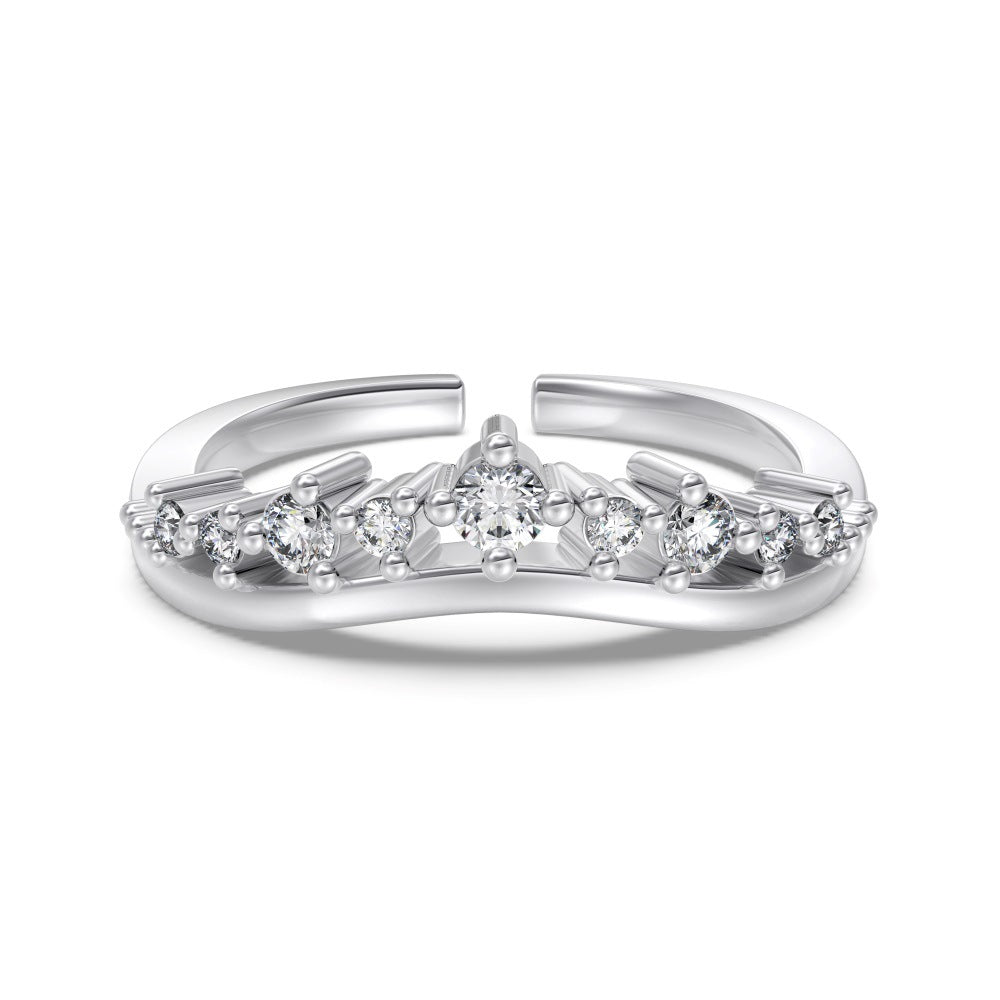 S925 Sterling Silver Vegetarian Ring Cute Stackable Open Ring