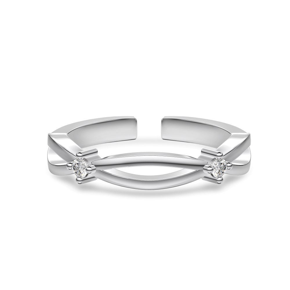 S925 Sterling Silver Vegetarian Ring Cute Stackable Open Ring