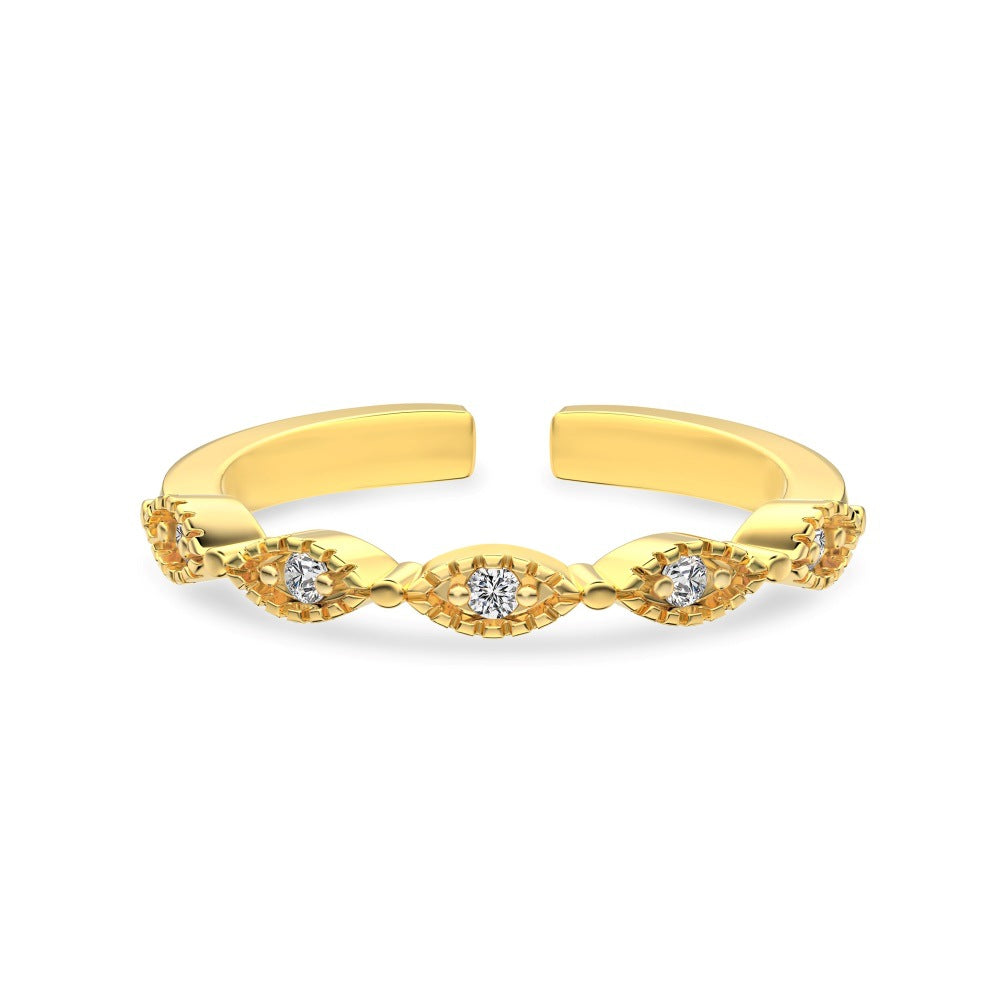 S925 Sterling Silver Vegetarian Ring Cute Stackable Open Ring