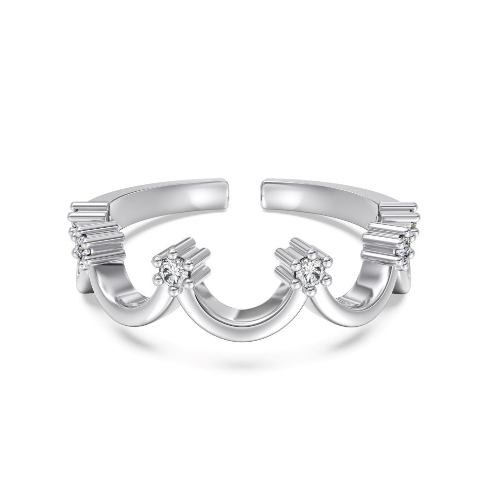 S925 Sterling Silver Vegetarian Ring Cute Stackable Open Ring