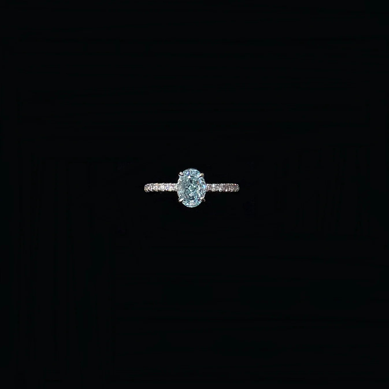 925 Silver High Carbon Diamond Sea Blue Zirconia 6*8 Ring