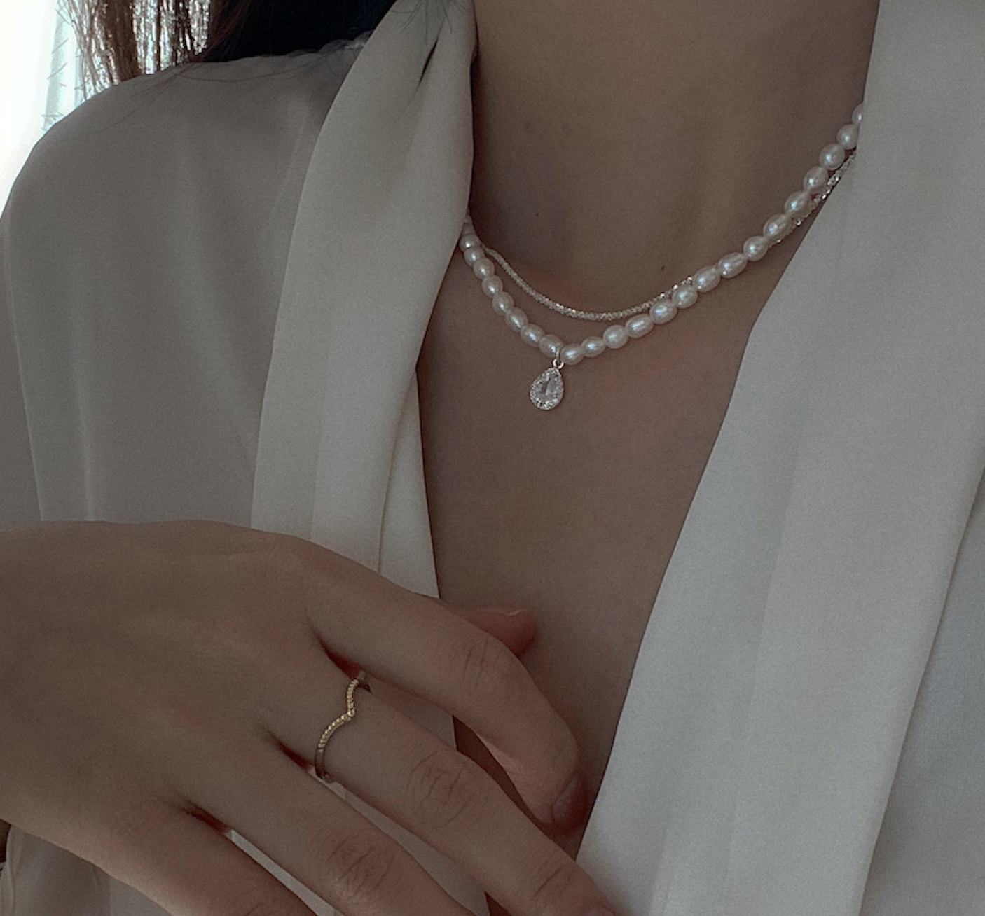 925 Silver Natural Pearl Necklace