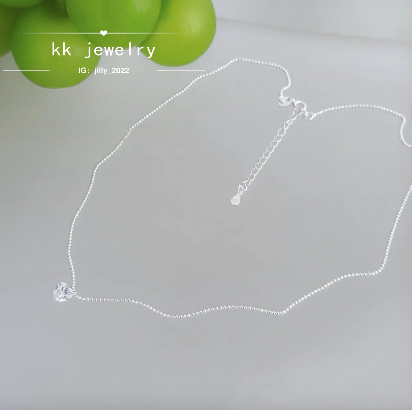 S925 Sterling Silver Love Shaped Zircon Necklace