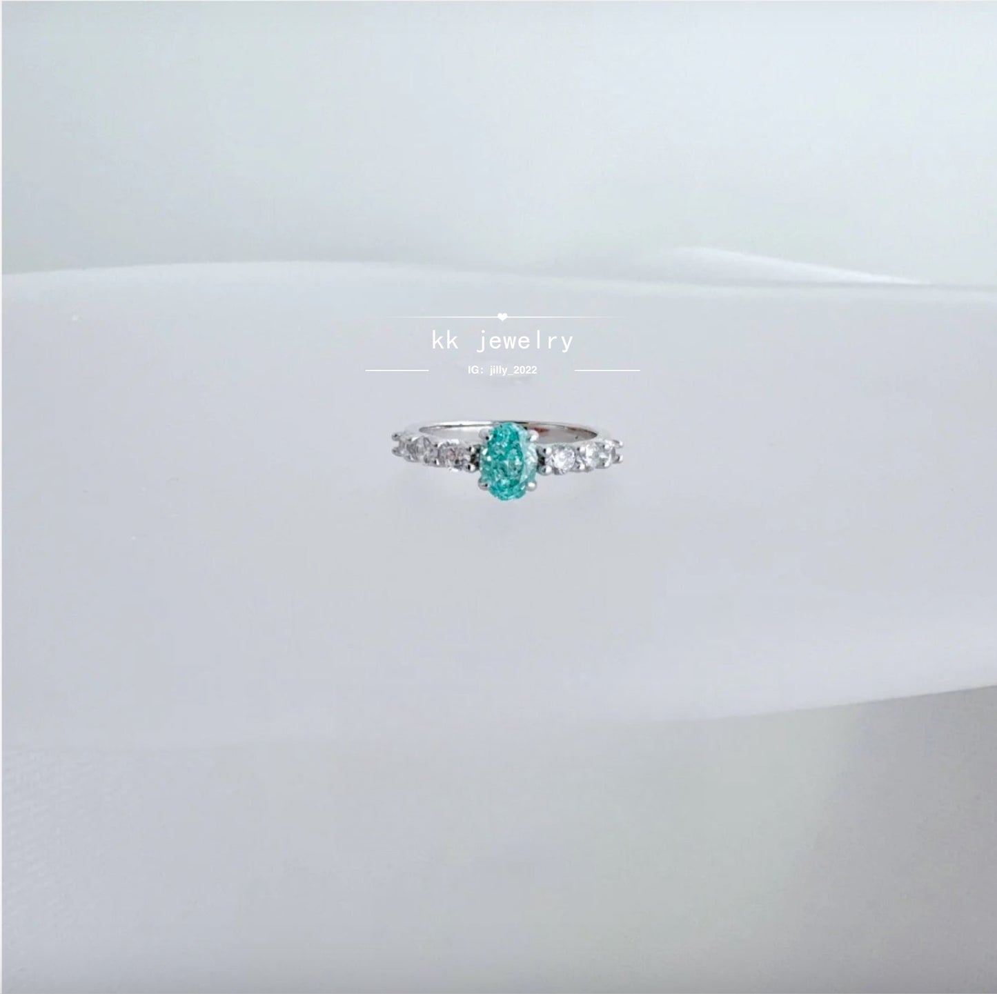 Fresh~ S925 Silver Paraiba 5 * 7mm Ring