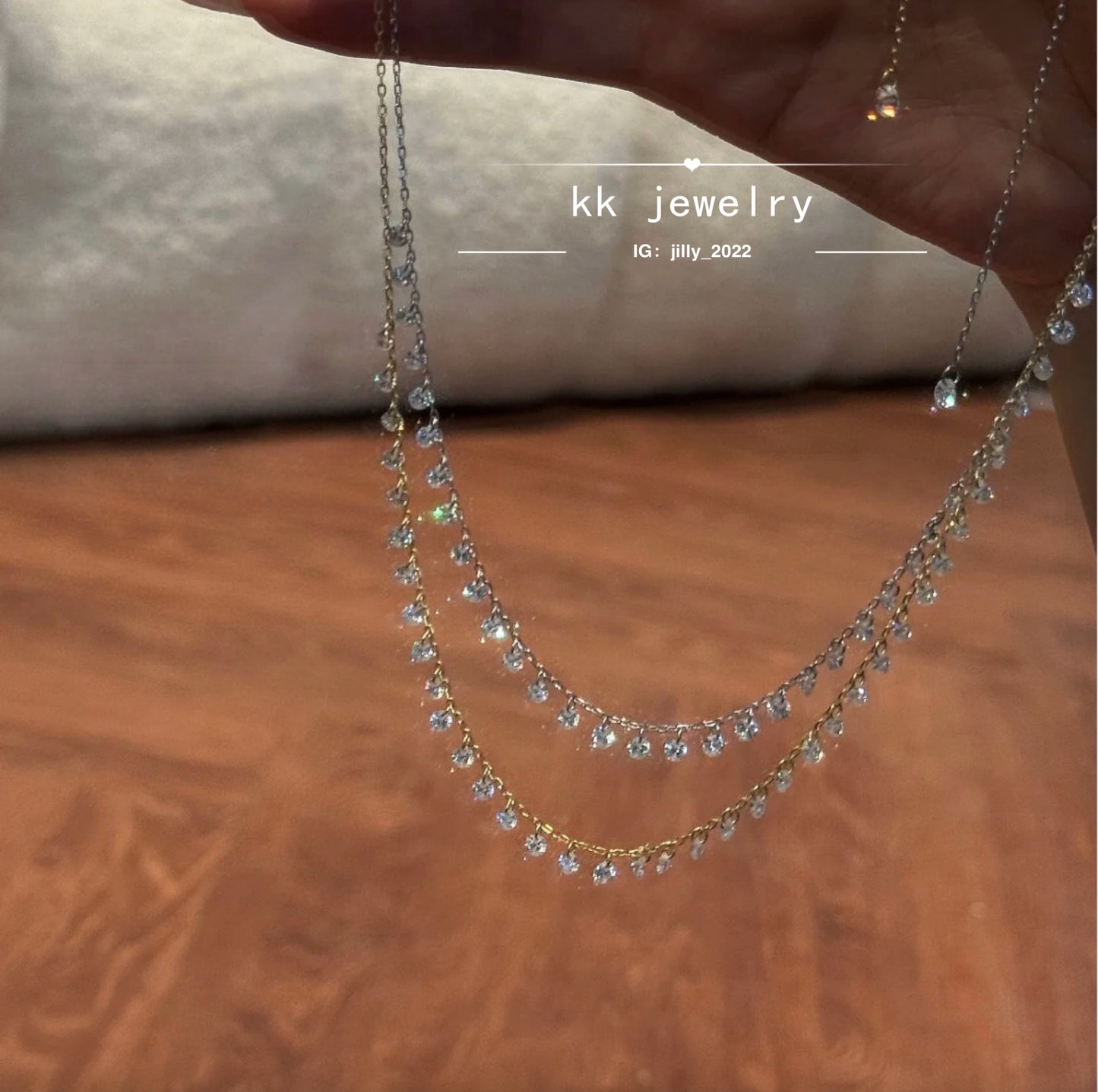 High Quality~ S925 Sterling Silver Round Diamond Tassel Necklace