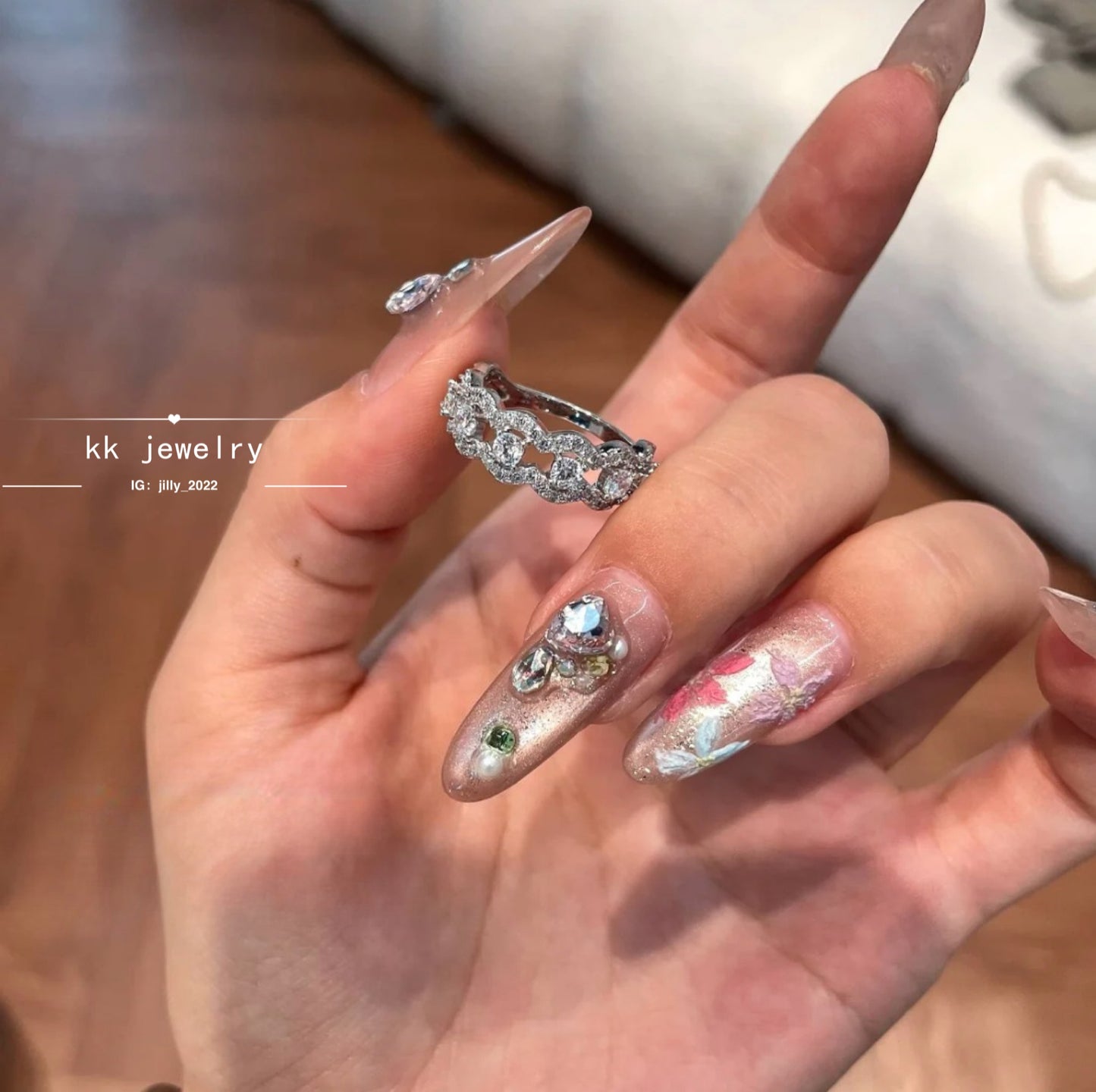 Special flash!! S925 silver new double-layer lace ring