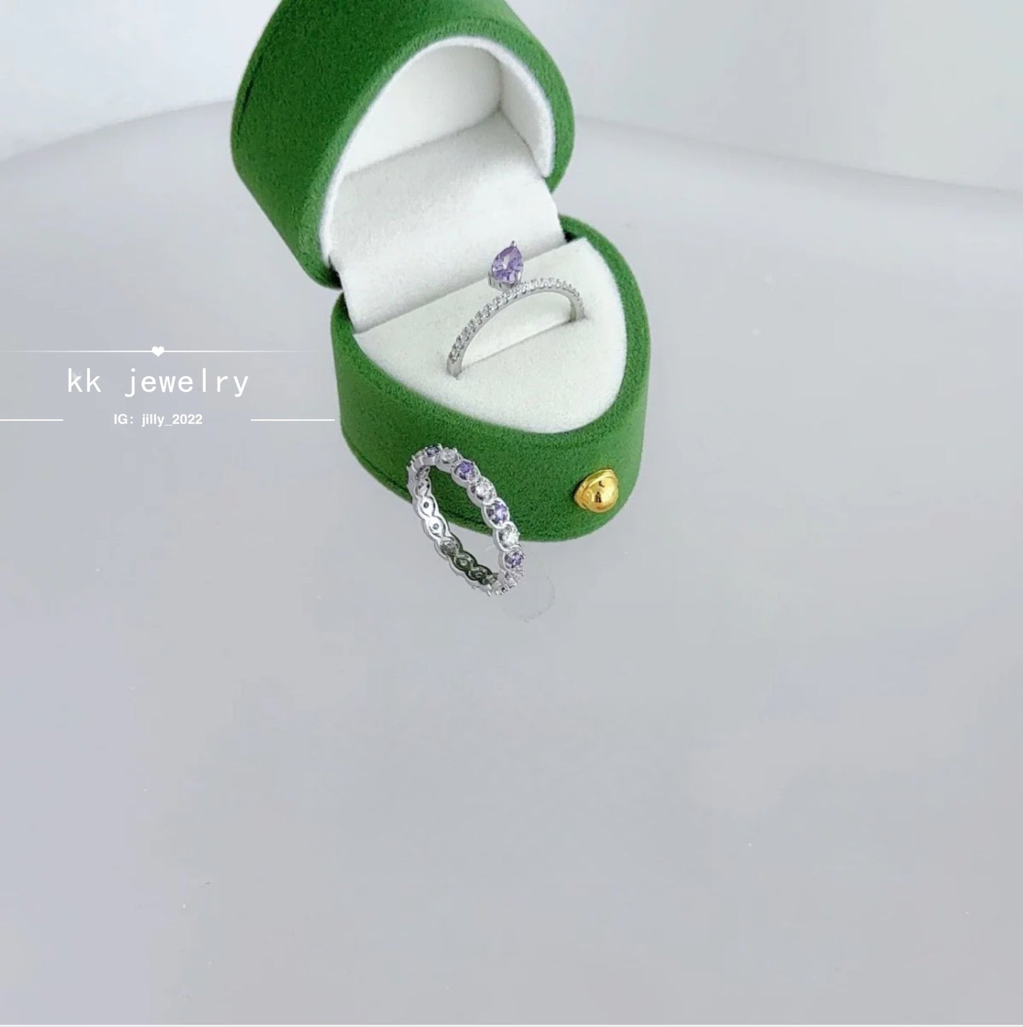 S925 Silver Purple Diamond Stacked Ring