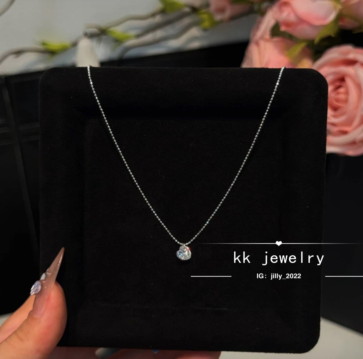 S925 Sterling Silver Love Shaped Zircon Necklace